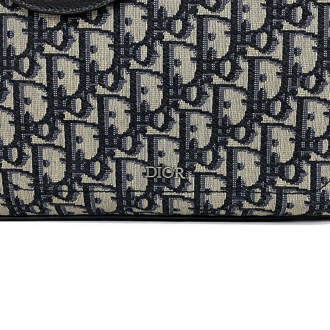 Christian Dior Tote Bag Navy Gray Oblique