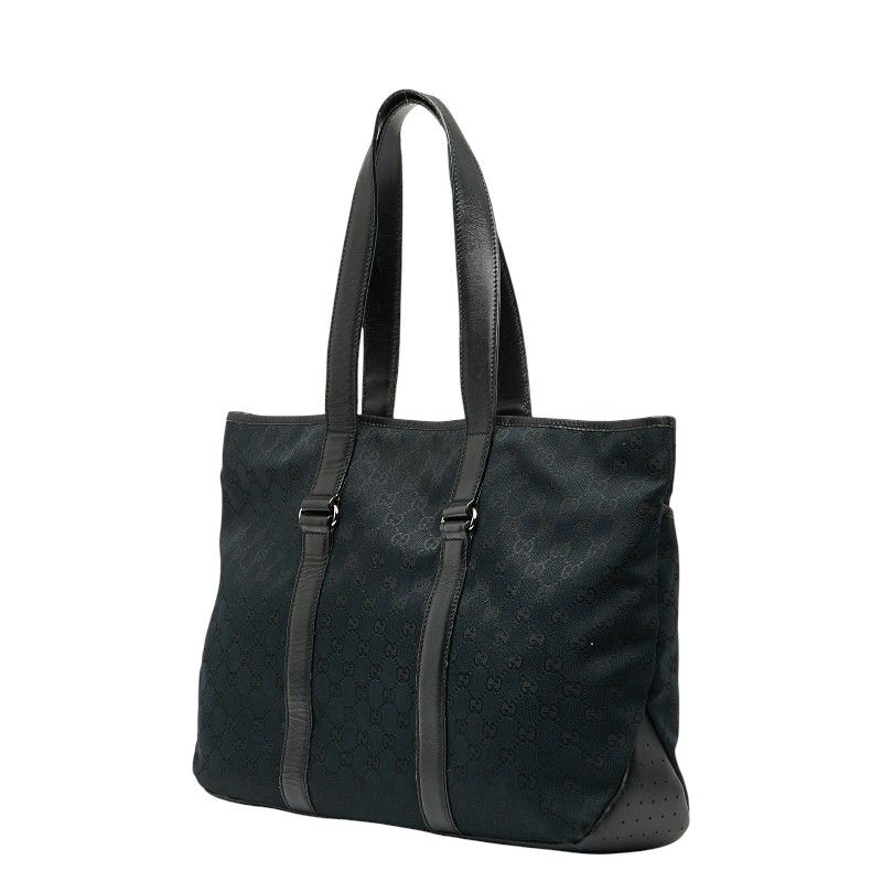 Gucci GG Canvas 153238 Navy Black Canvas Leather Women's Gucci