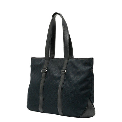 Gucci GG Canvas 153238 Navy Black Canvas Leather Women's Gucci