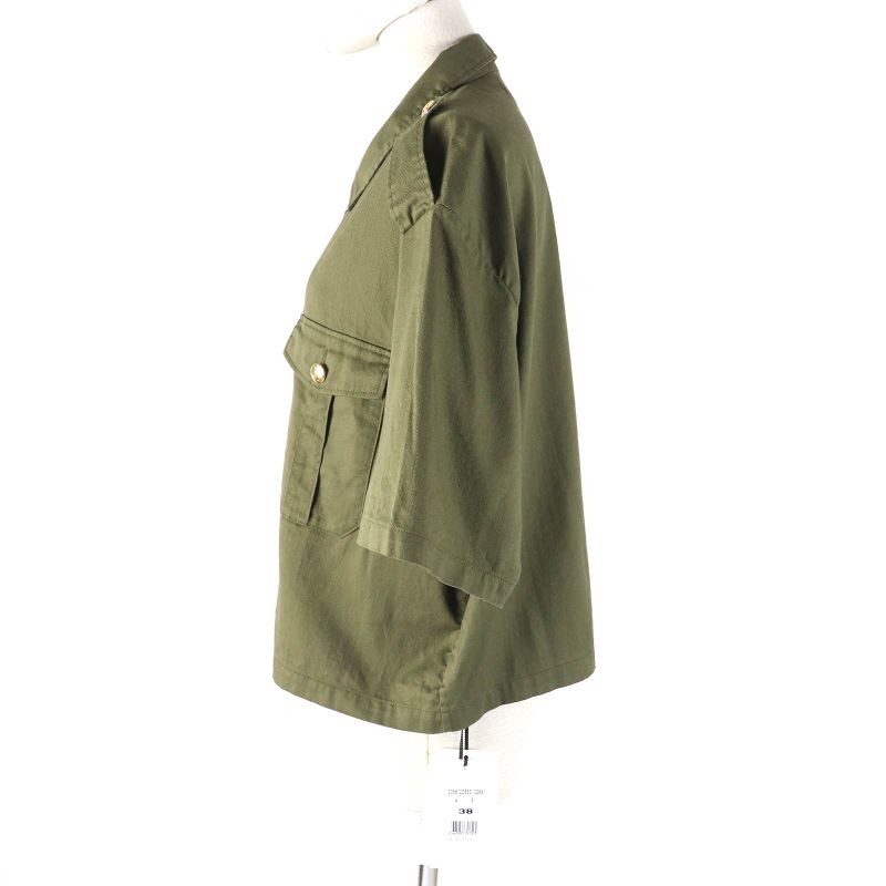 Celine 2c580106k 100% Cotton Triomphe Button Military Shirt Short Sleeve Shirt