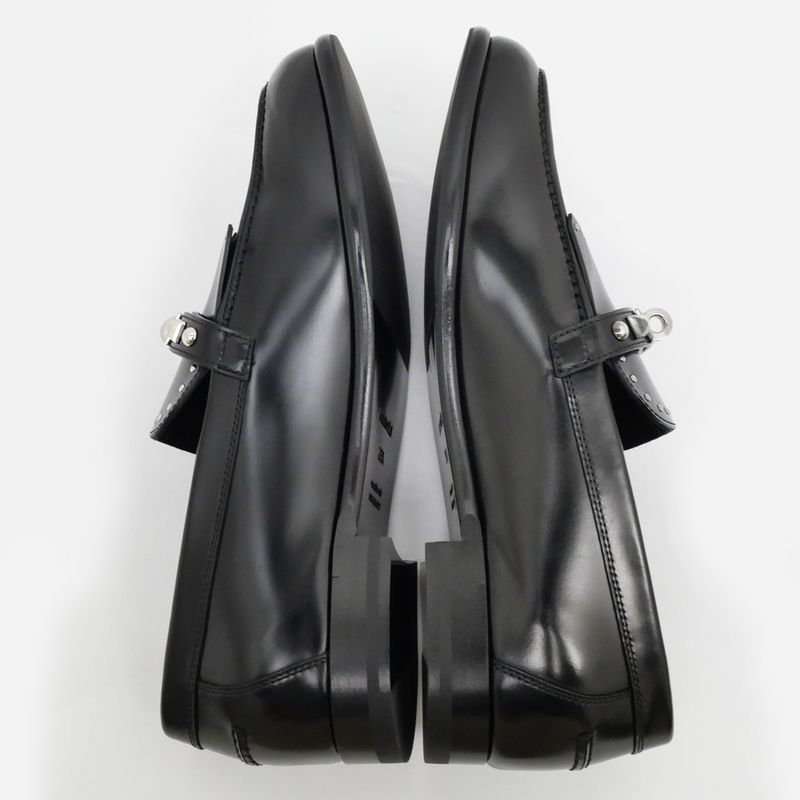 Hermes D'estaing Moccasins Loafers H242095z Size 38 1 2 Black Studs