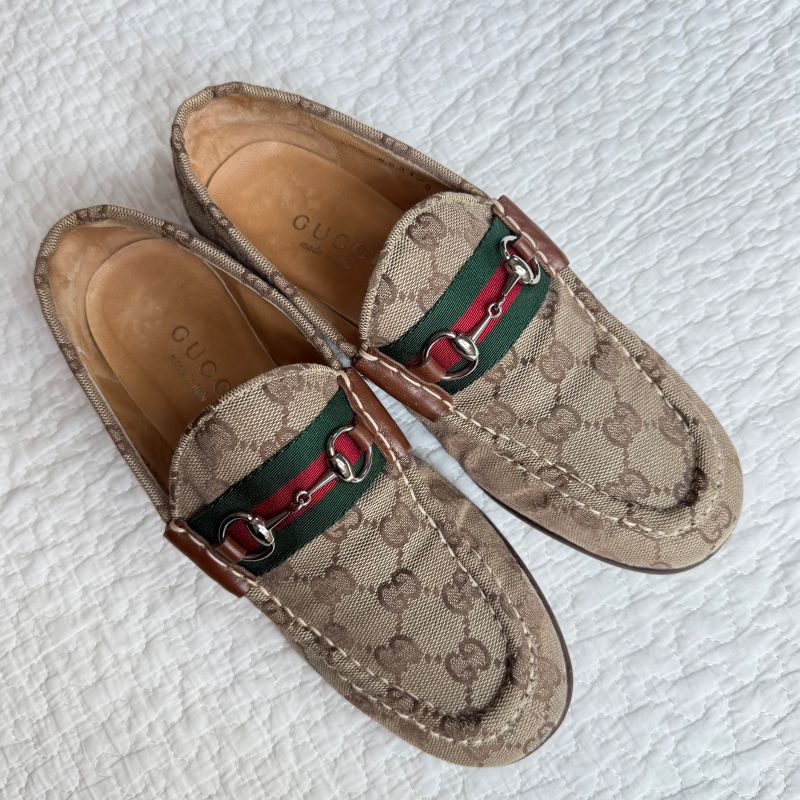 Gucci Horsebit Loafers GG Canvas Sherry Line 37 24cm (9.45in) Women's Brown
