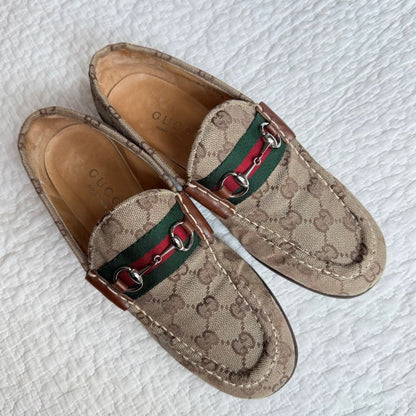 Gucci Horsebit Loafers GG Canvas Sherry Line 37 24cm (9.45in) Women's Brown