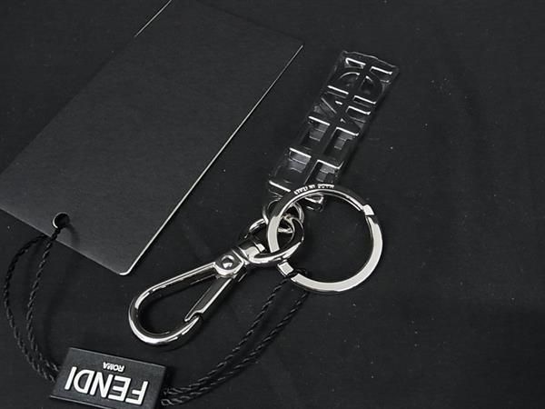 Fendi Key Holder Key Ring Bag Charm Women's Men's Silver Fr1692