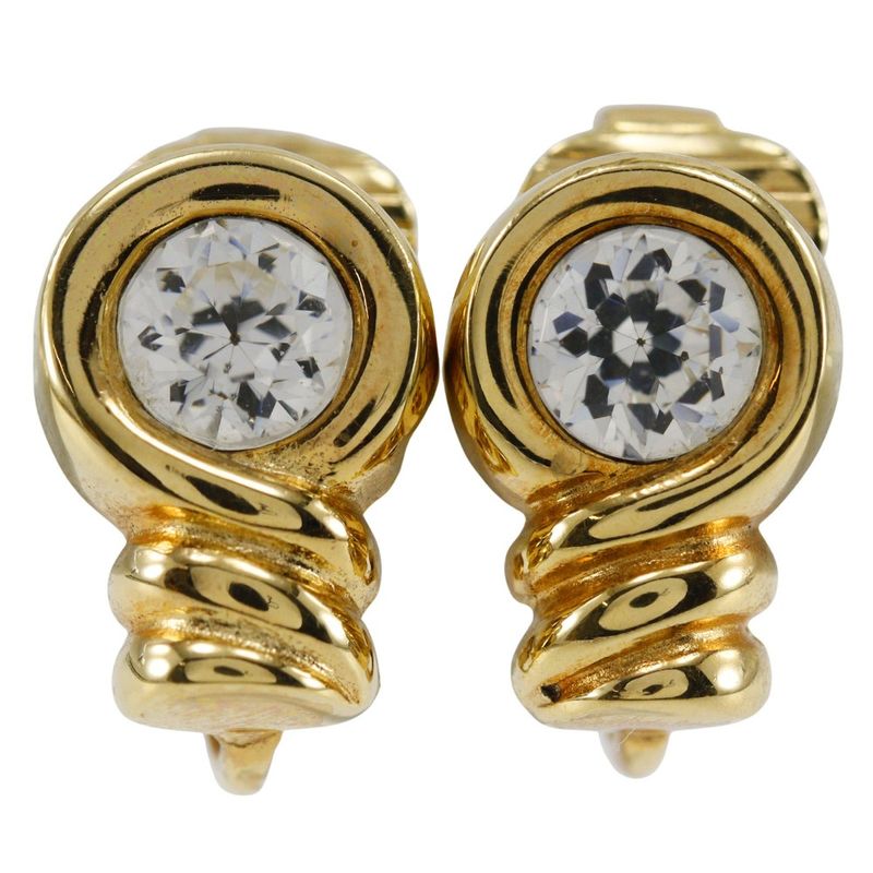 [dior] Christian Dior Vintage Gold Plated And Rhinestone Ladies 5.4g Earring