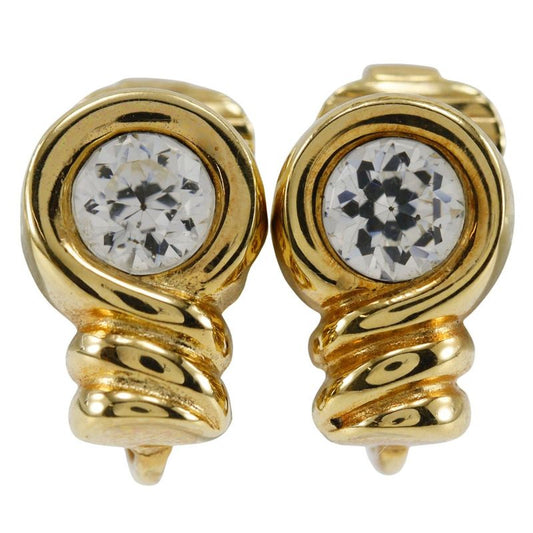 [dior] Christian Dior Vintage Gold Plated And Rhinestone Ladies 5.4g Earring
