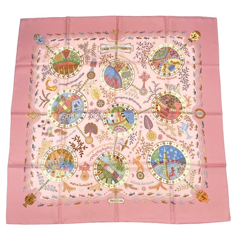 Hermes Carre 90 Escales Mediterraneennes Mediterranean Port City Scarf Silk