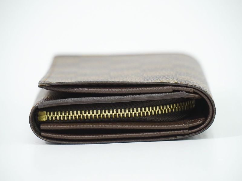 Authentic Louis Vuitton LV Portefeuille Trésor Damier Ebène Fold Wallet Brown