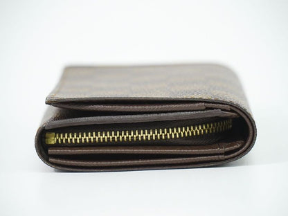 Authentic Louis Vuitton LV Portefeuille Trésor Damier Ebène Fold Wallet Brown