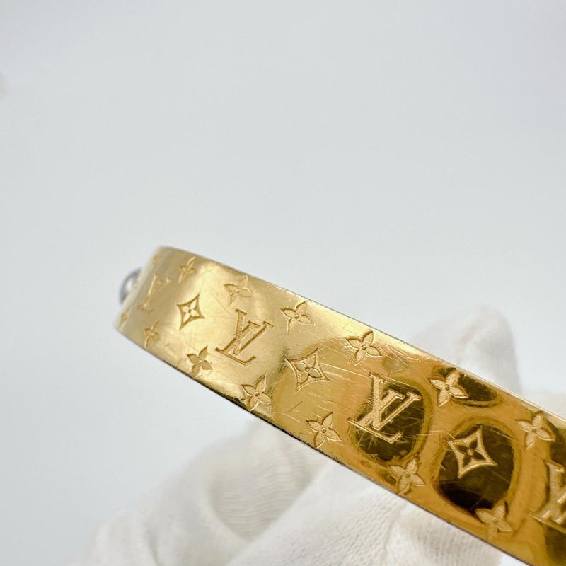 Louis Vuitton M00251 Monogram Cuff Nanogram S Size Bracelet Louis Vuitton Gold