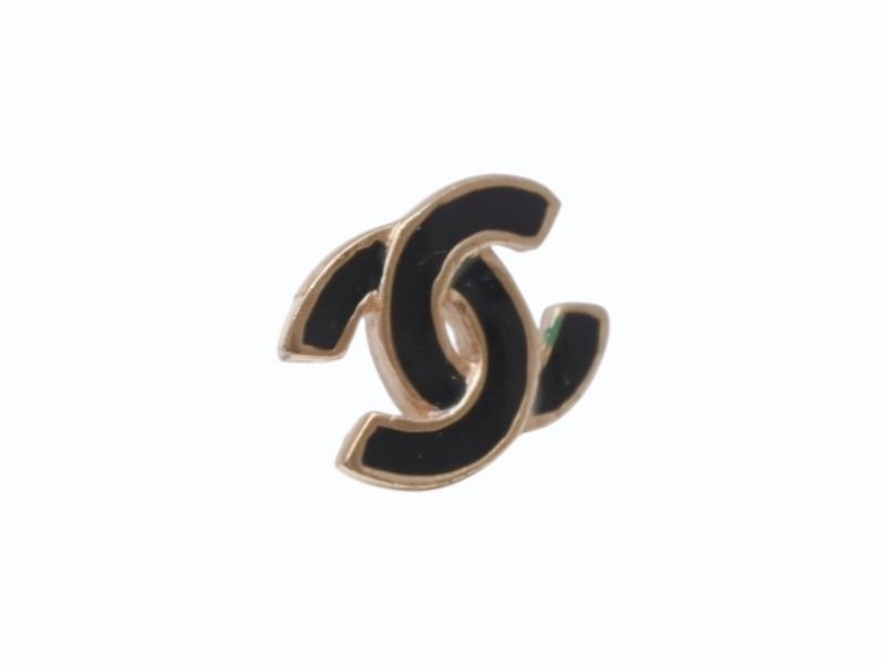 Chanel CC Logo Earrings 02 Black Gold Frame — view 3