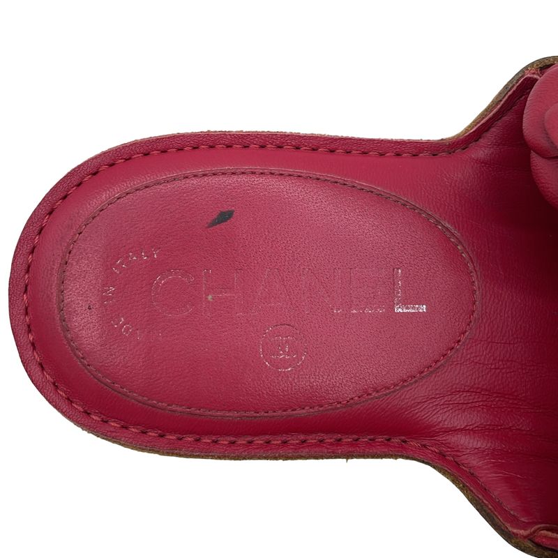 Chanel Camellia Design Sandals Red 37