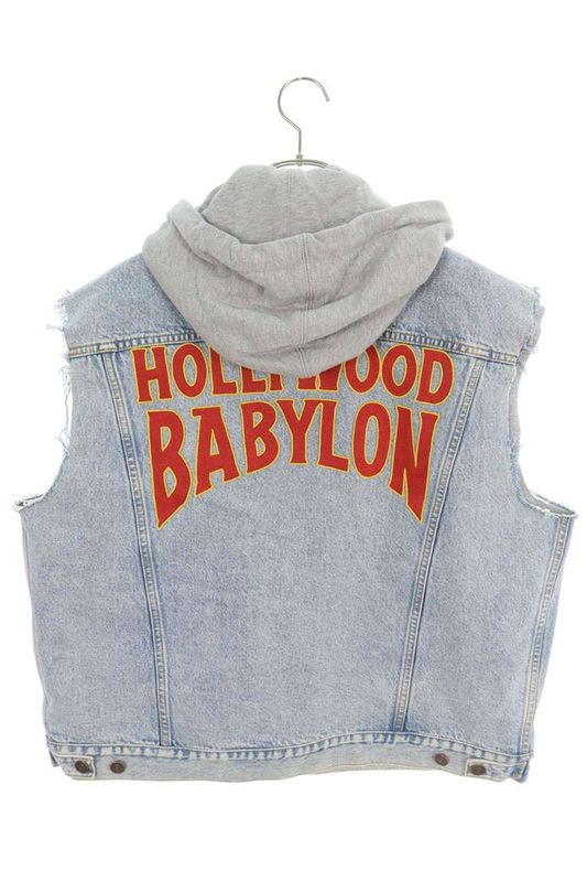 Gucci 697042 Xdb0u Denim Transitional Sleeveless Hoodie With Back Patch Men's 52