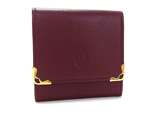 Cartier Must Line Leather Coin Case Coin Purse Ladies Men's Bordeaux