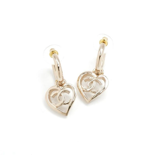 Chanel Earrings Earring Gold Coco Mark Hoop Heart