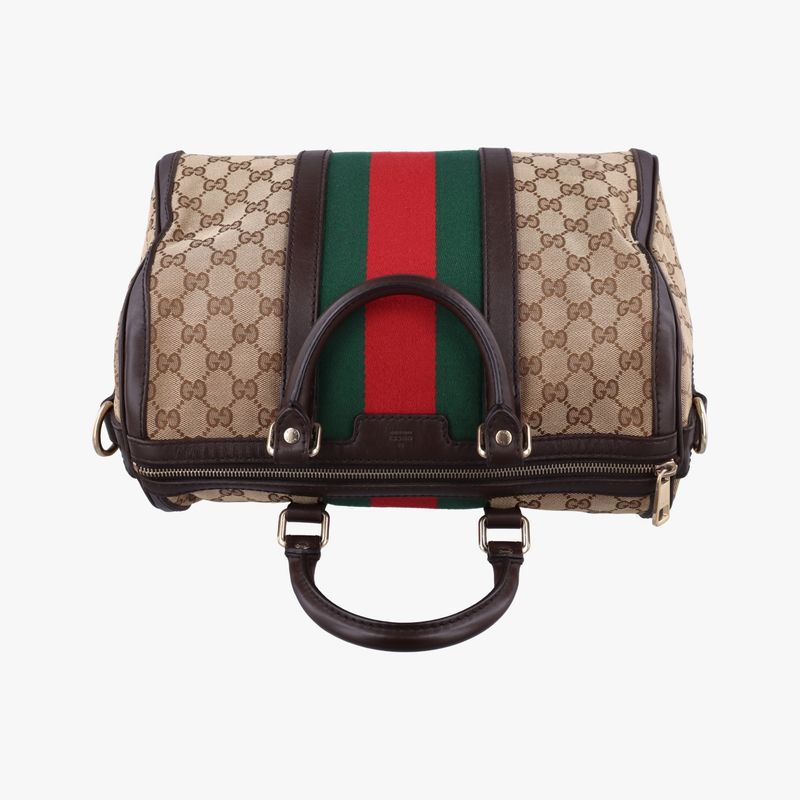 Guccisherry Line Beige And Green And Red Canvas And Leather 247205g010955325