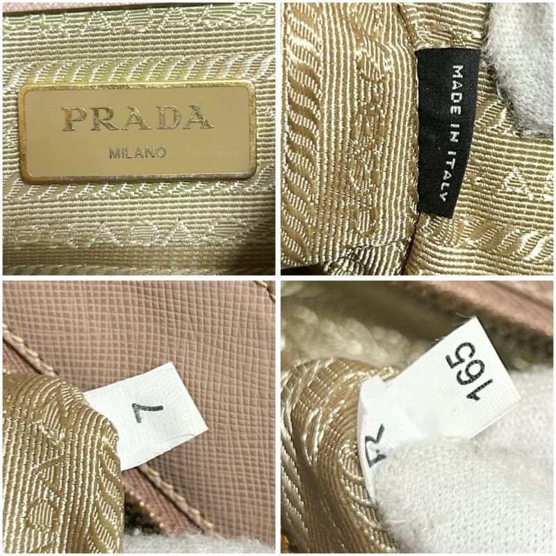 Prada Mini Tote Bag Galleria Pink Beige Triangle Logo Triangle Logo 2way