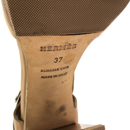 Hermes Metal Heel Strap Leather Sandals Brown 37