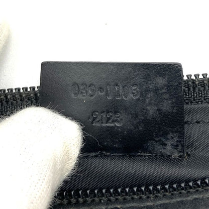 Gucci 039 1103 Handbag Accessory Pouch Black GG Canvas Ladies Men Fashion
