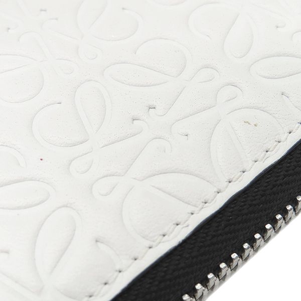 Loewe Long Wallet Repeat Anagram Zip Around Wallet Calfleather White Silver