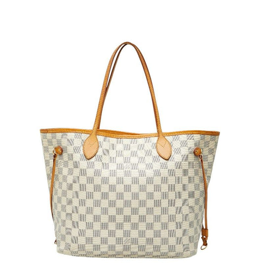 Louis Vuitton Damier Azure Neverfull MM Tote Bag One Shoulder Bag N51107 White