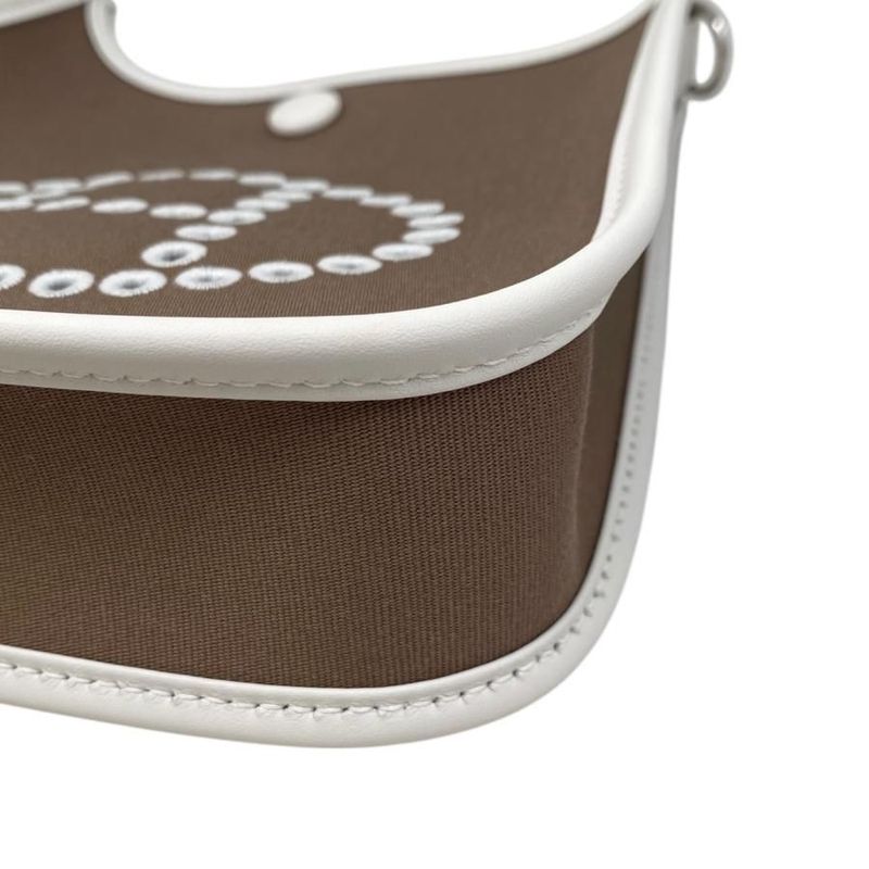 Hermes One Shoulder Bag Neo Evelyn TPM K Engraved Toile Officier Swift Etoupe