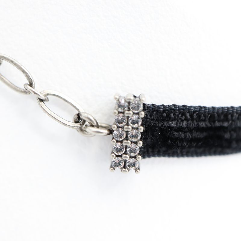 Christian DIOR Choker Star Rhinestone CD Velour Accessories Black Ladies With