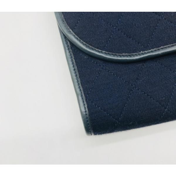 Chanel CC Logo Minimato Cotton Jersey Push Lock Chain Shoulder Bag Navy