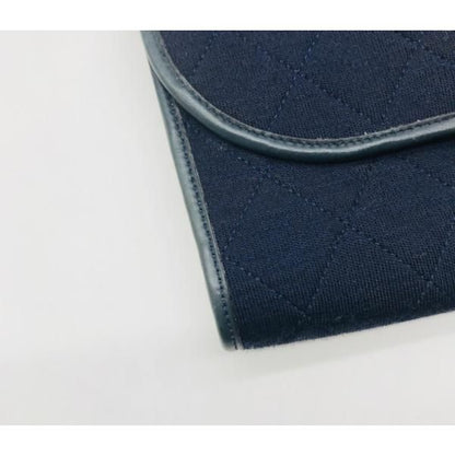 Chanel CC Logo Minimato Cotton Jersey Push Lock Chain Shoulder Bag Navy