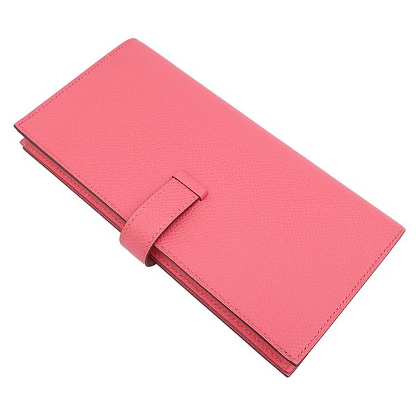 Hermes Long Wallet Bearn Souffle Vaux Epson Rose Azalea Silver Hardware Unused