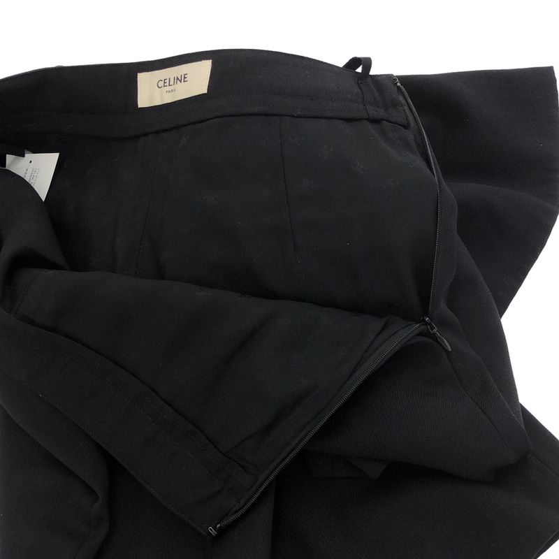 Celine Wool Wide Slacks Pants 2p426445k Black 36