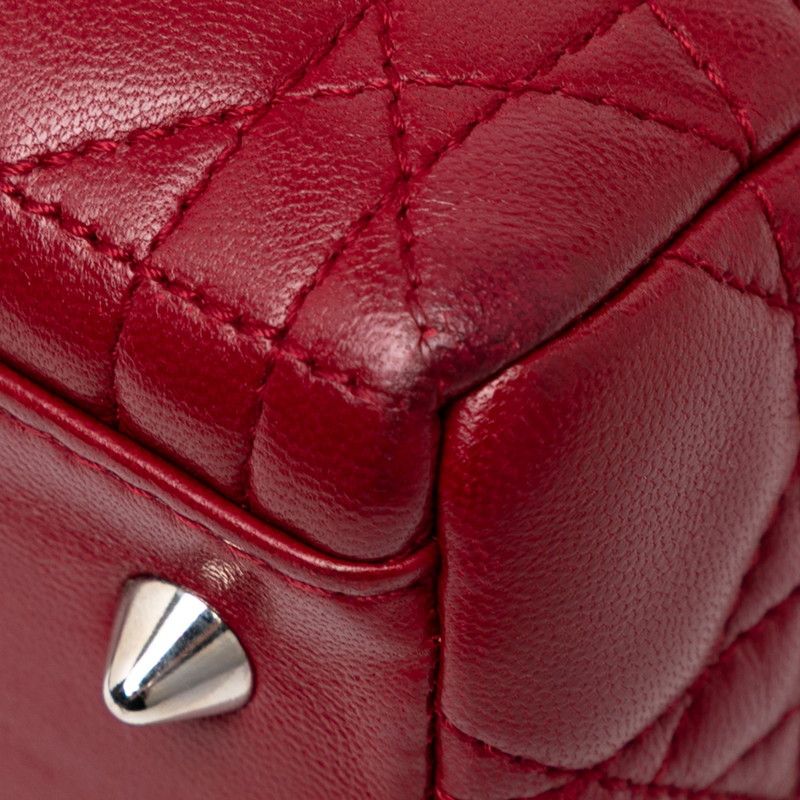 Dior Lady Dior Canage Medium Handbag Shoulder Bag 2WAY Red Leather Women's Dior