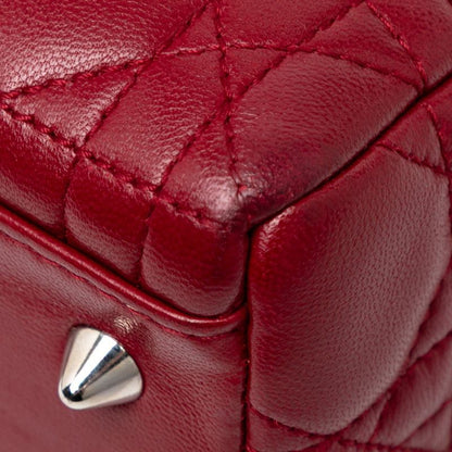 Dior Lady Dior Canage Medium Handbag Shoulder Bag 2WAY Red Leather Women's Dior