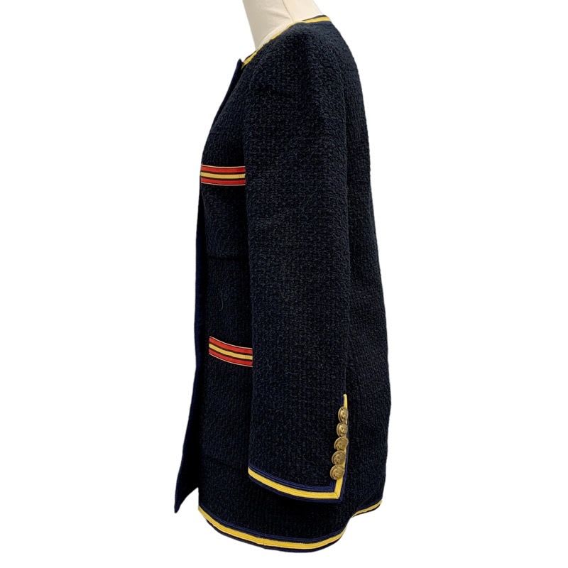 Gucci Outer Coat Jacket Taiga Button Tweed Black