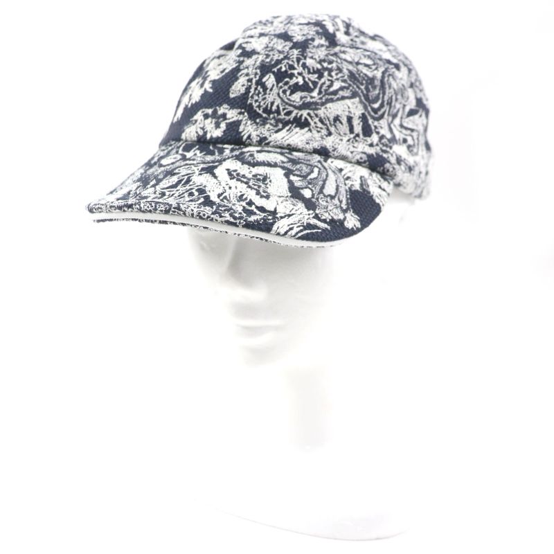  Christian DIOR 24tjv922x134 Toile Du Jouy D-player Hat White Navy 59 Made In