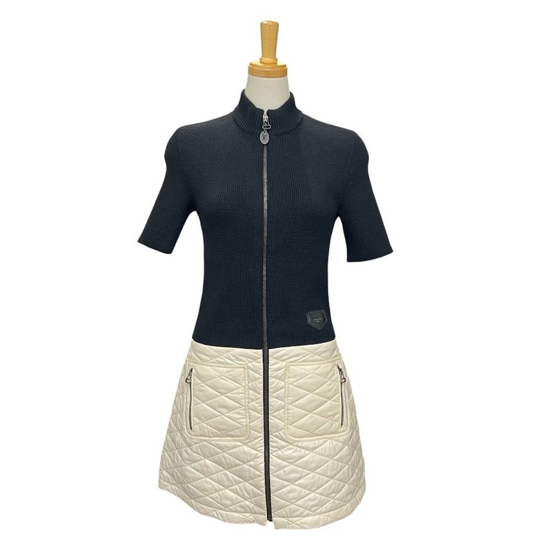Louis Vuitton Dress Logo Bi-color Wool Black