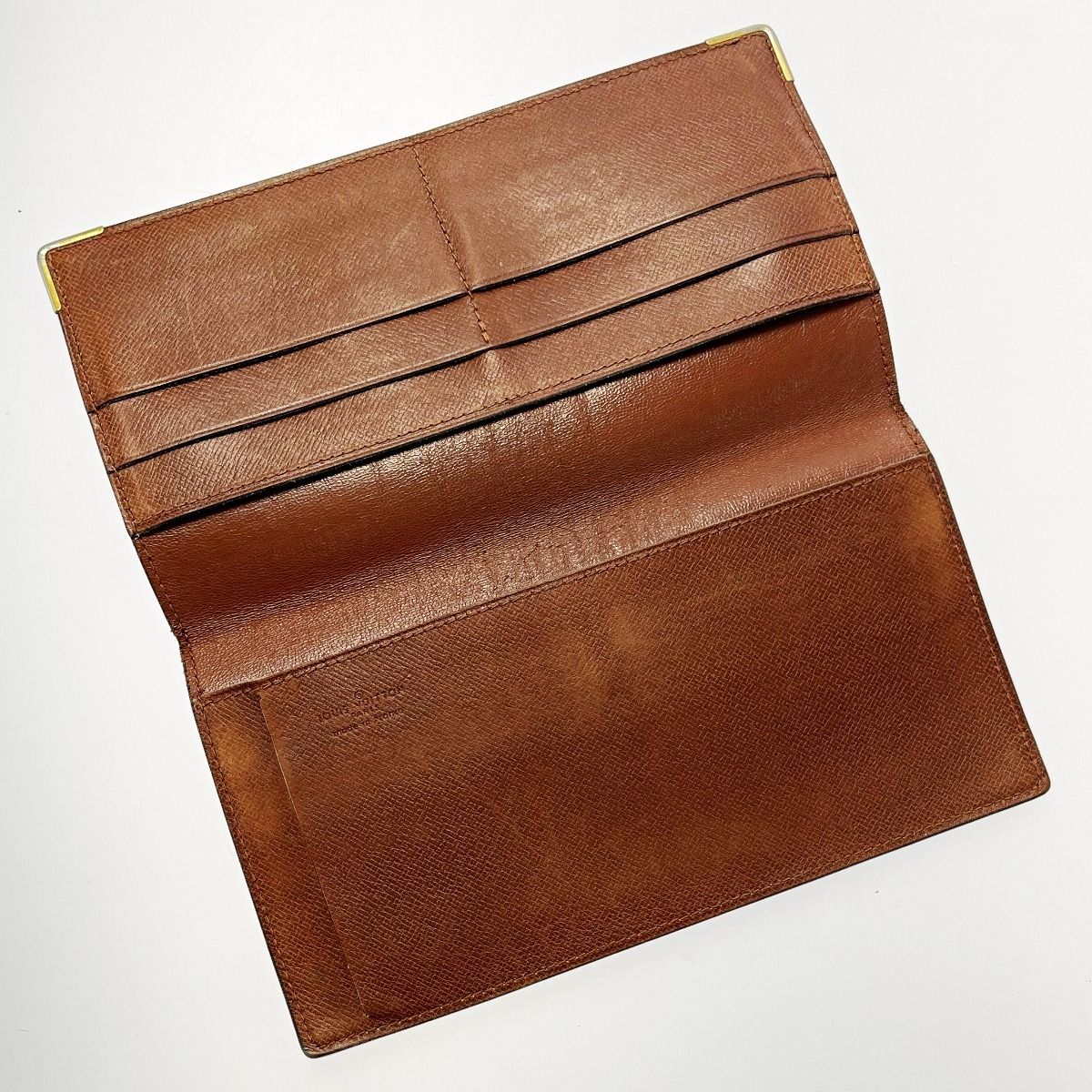 Louis Vuitton Monogram Porto Chequier Double M62223 Brown Long Wallet Unisex