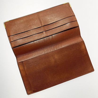 Louis Vuitton Monogram Porto Chequier Double M62223 Brown Long Wallet Unisex