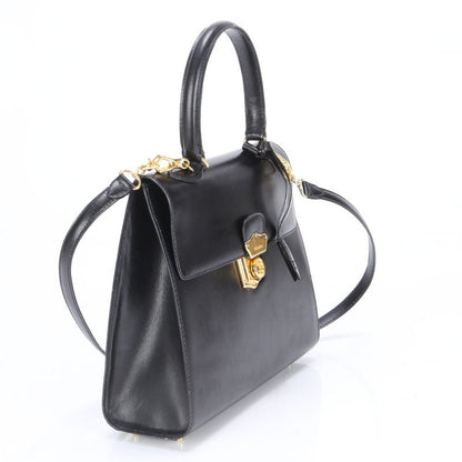 Prada Leather 2WAY Shoulder Bag Crossbody Hand Tote Genuine Leather Black Gold