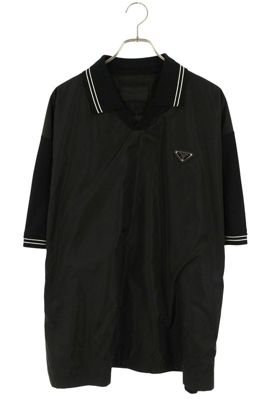 Prada Ujn895 S0000 1YR5 Re-nylon Triangle Plate Switch Short Sleeved Polo Shirt