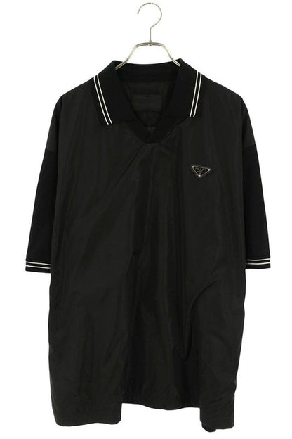 Prada Ujn895 S0000 1YR5 Re-nylon Triangle Plate Switch Short Sleeved Polo Shirt