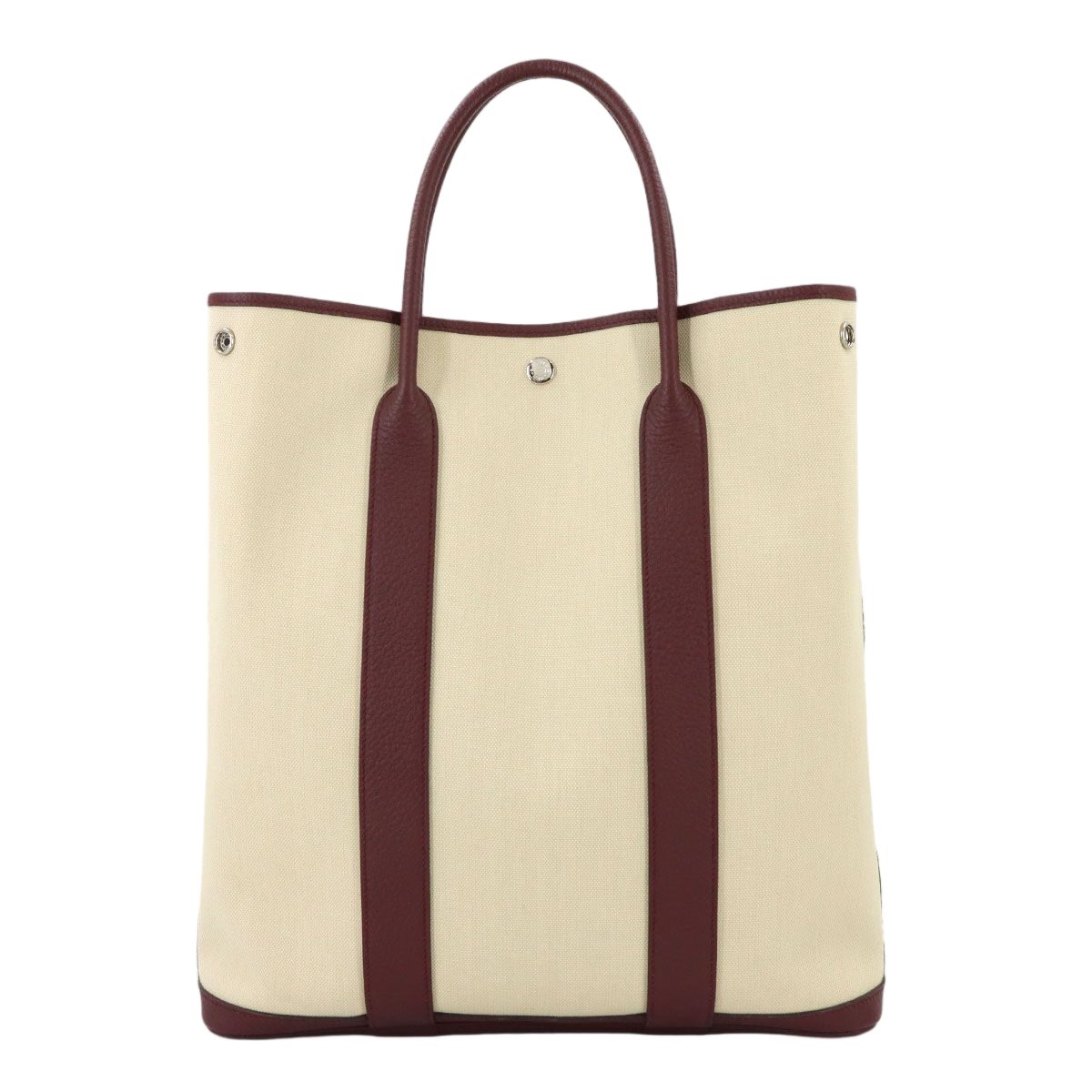Hermes Garden File MM Tote Toile Military Negonda Beton Rouge Ash