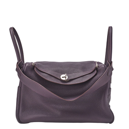 Hermes Lindy 34 Shoulder Bag Taurillon Clemence Raisin (silver Hardware)