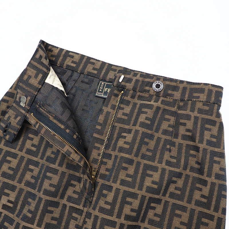 Fendi Skirt Size 38 Zucca Pattern FF Logo Total Mini Tight Made In Italy