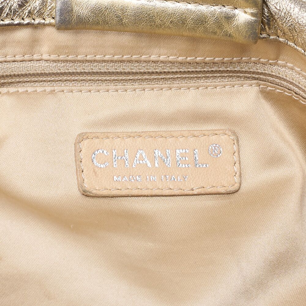 Chanel Shoulder Bag Coco Mark Full Flap Leather Gold With Silver Hardware