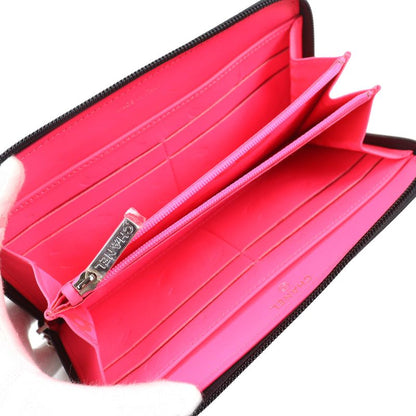 CHANEL A50078 Cambon Line Calfskin Enamel Coco Mark Round Zipper Long Wallet