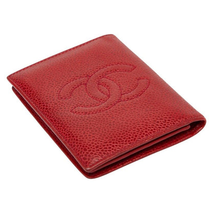 Chanel Coco Mark Card Case Business Card Holder Red Caviar Skin Ladies Chanel