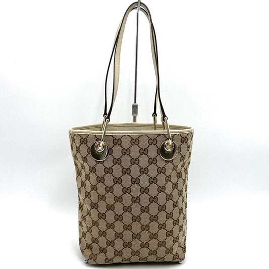 Gucci 120840 Tote Shoulder Bag GG Canvas Beige Women Men Fashion