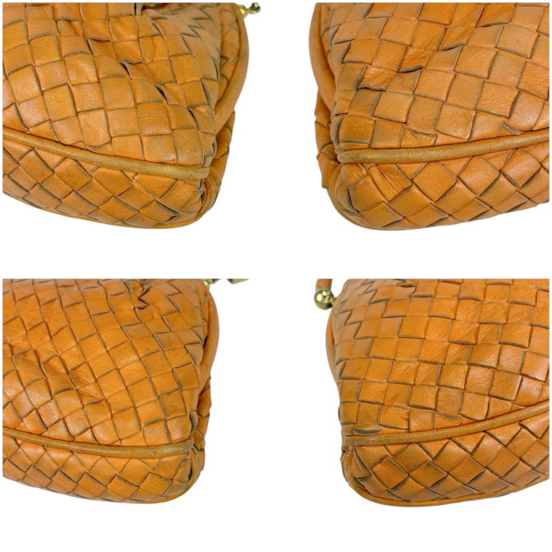 Bottega Veneta Mini Handbag Orange Accessory Pouch Intrecciato Leather Top