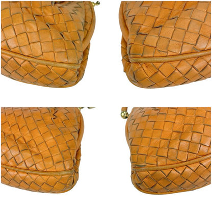 Bottega Veneta Mini Handbag Orange Accessory Pouch Intrecciato Leather Top